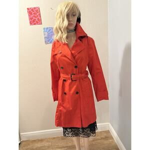 Banana Republic Red Trench Coat‎ Women's S Classy Style